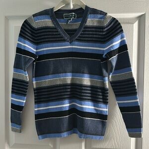 Karen Scott Petites Stripped Ribbed Sweater